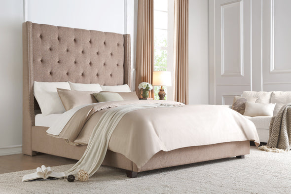 Fairborn Brown Tufted King Platform Bed - Luna Furniture