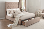Fairborn Brown Tufted Queen Platform Bed with Storage Footboard - Luna Furniture