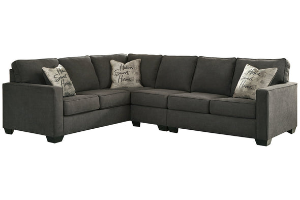 Lucina Charcoal 3-Piece LAF Sectional
