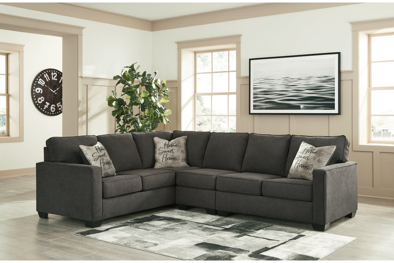 Lucina Charcoal 3 Piece Laf Sectional
