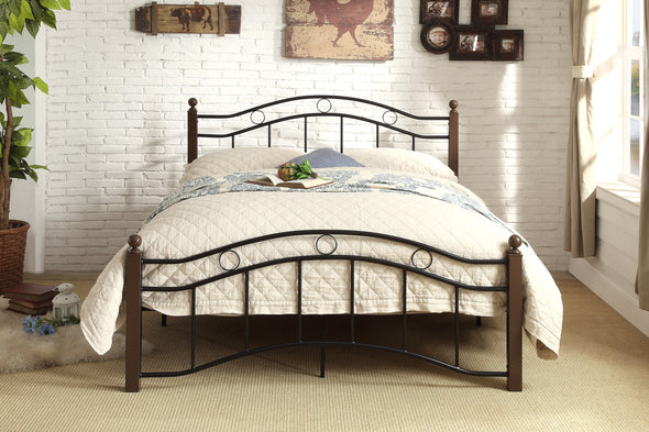 Averny Black/Brown Full Metal Platfom Bed - Luna Furniture