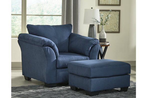 Darcy Blue Ottoman -  - Luna Furniture