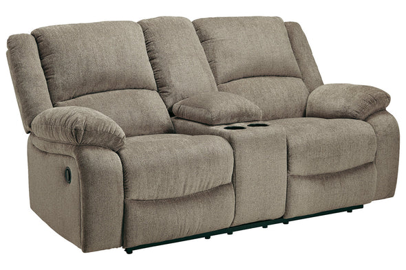 Draycoll Pewter Reclining Loveseat with Console -  - Luna Furniture