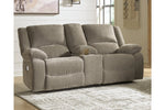 Draycoll Pewter Power Reclining Loveseat with Console -  - Luna Furniture