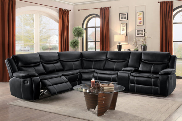 8230BLK*SC (3)3-Piece Sectional with Right Console - Luna Furniture