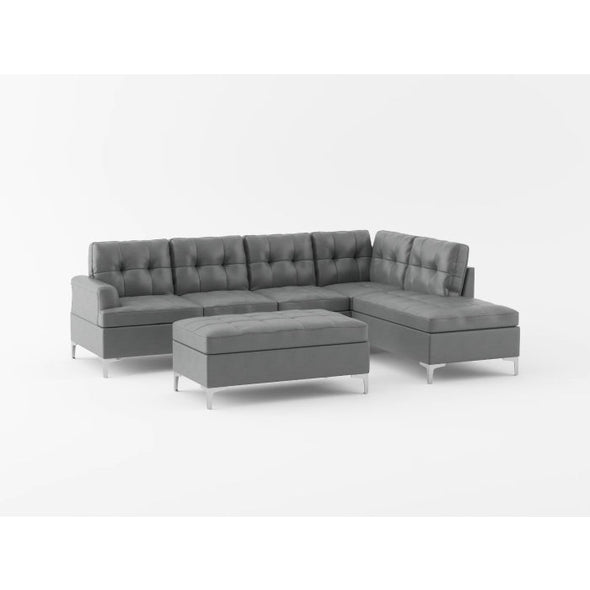 8378GRY*3 (3)3-Piece Sectional with Right Chaise and Ottoman - Luna Furniture