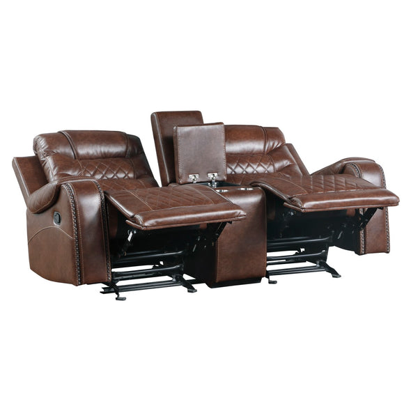 Putnam Brown Reclining Loveseat With Console