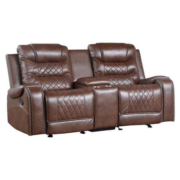 Putnam Brown Reclining Loveseat With Console