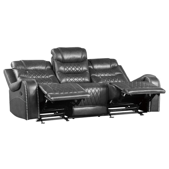 Putnam Gray Reclining Sofa With Drop Down Table