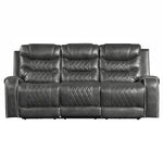 9405GY-3PW Power Double Reclining Sofa with Center Drop-Down Cup Holders, Receptacles and USB Ports - Luna Furniture