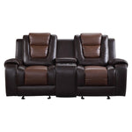 Briscoe Brown Double Glider Reclining Loveseat with Center Console - Luna Furniture