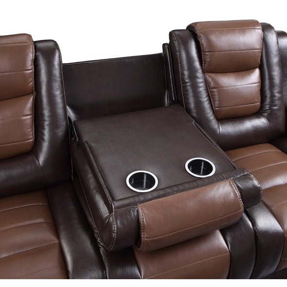 Briscoe Brown Double Glider Reclining Loveseat with Center Console - Luna Furniture