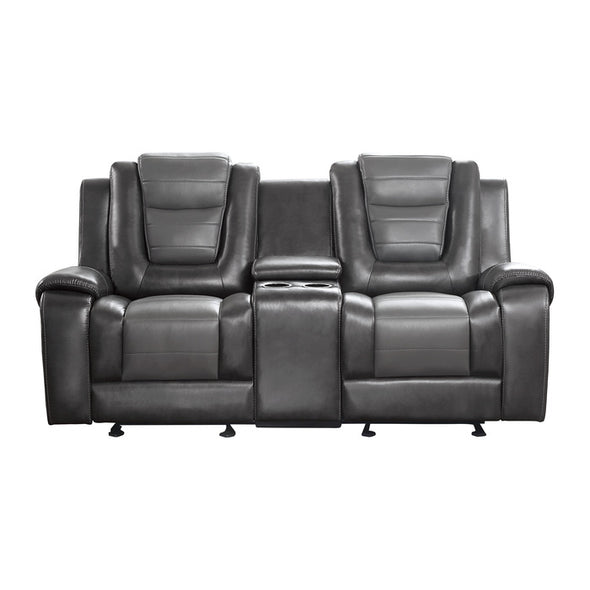 Briscoe Gray Reclining Loveseat With Console