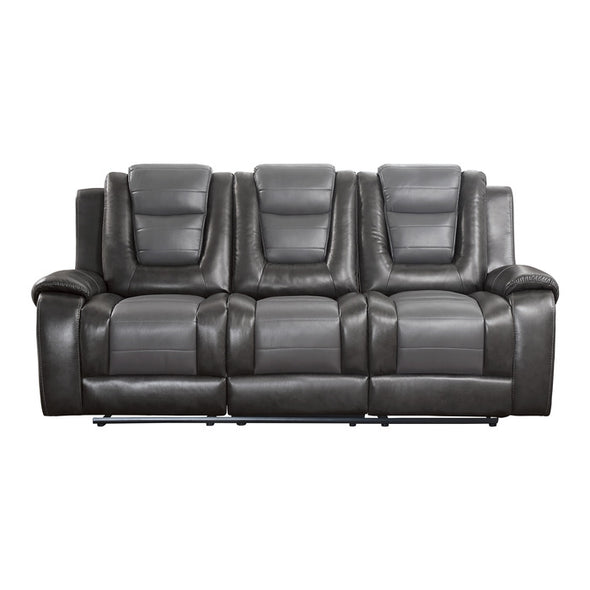 Briscoe Gray Reclining Sofa With Drop Down Table