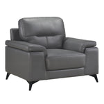Mischa Dark Gray Top-Grain Leather Chair - Luna Furniture