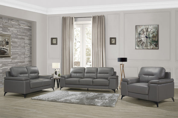 Mischa Dark Gray Top-Grain Leather Chair - Luna Furniture