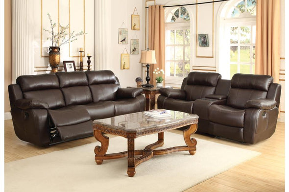 Marille Brown Bonded Leather Reclining Sofa - Luna Furniture