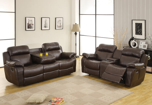 Marille Brown Bonded Leather Reclining Loveseat - Luna Furniture