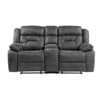 Madrona Hill Gray Double Reclining Loveseat with Center Console - Luna Furniture