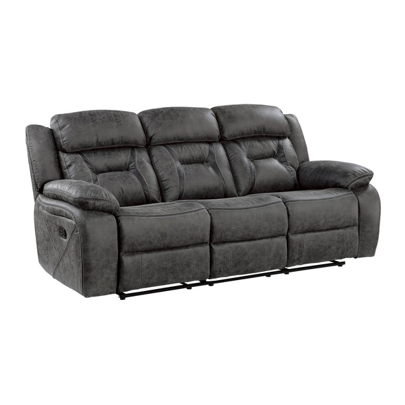 Madrona Hill Gray Double Reclining Sofa - Luna Furniture
