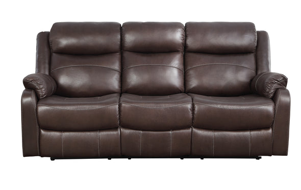 Yerba Brown Microfiber Double Lay Flat Reclining Sofa - Luna Furniture