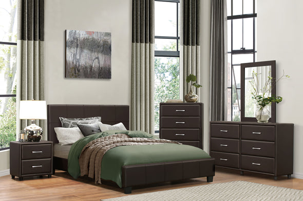 Lorenzi Dark Brown Upholstered Platform Youth Bedroom Set