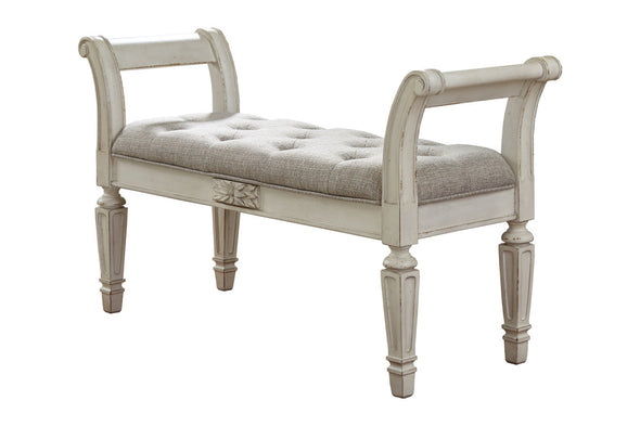 Realyn Antique White Accent Bench -  - Luna Furniture
