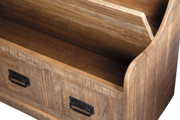 Garrettville Brown Storage Bench -  - Luna Furniture