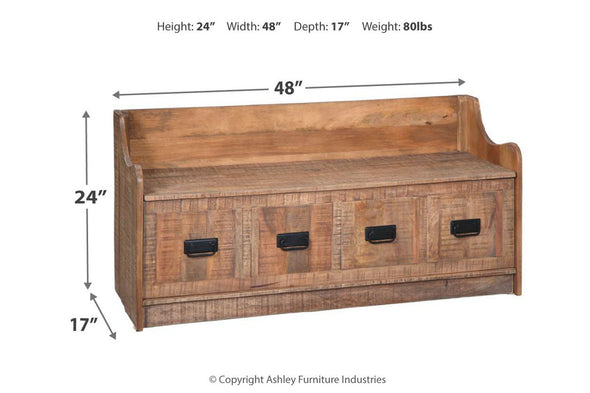 Garrettville Brown Storage Bench -  - Luna Furniture