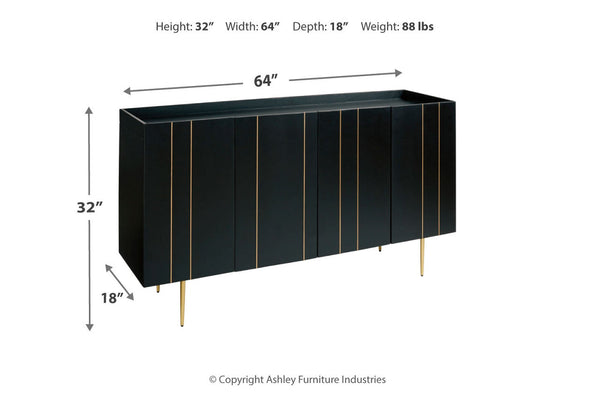 Brentburn Black/Gold Finish Accent Cabinet -  - Luna Furniture