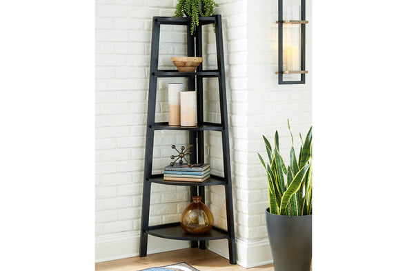 Bernmore Black Corner Shelf -  - Luna Furniture