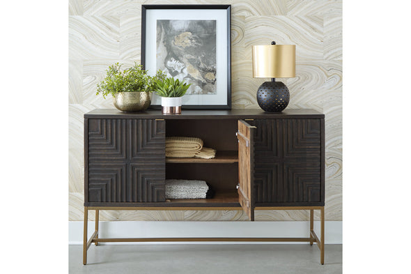 Elinmore Brown/Gold Finish Accent Cabinet -  - Luna Furniture