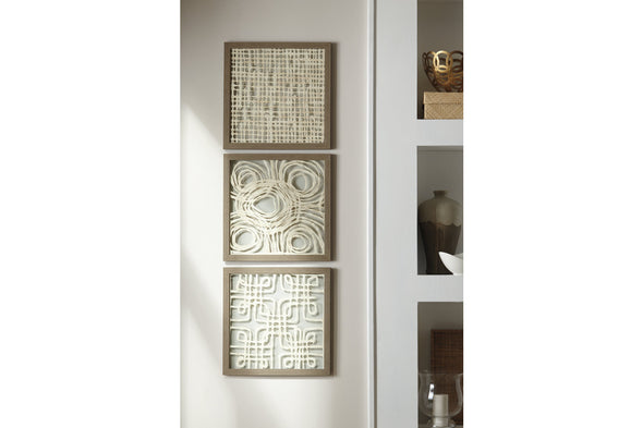 Odella Cream/Taupe Wall Decor, Set of 3 -  - Luna Furniture