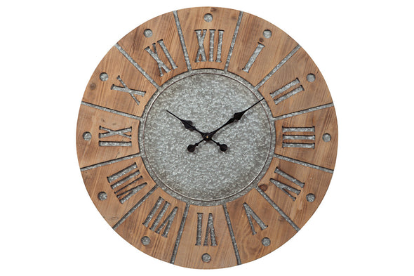 Payson Antique Gray/Natural Wall Clock -  - Luna Furniture