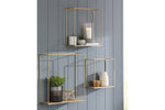 Efharis Natural/Gold Finish Wall Shelf, Set of 3 -  - Luna Furniture