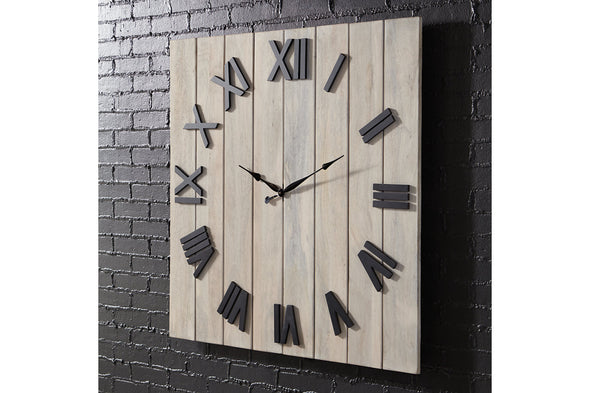 Bronson Whitewash/Black Wall Clock -  - Luna Furniture
