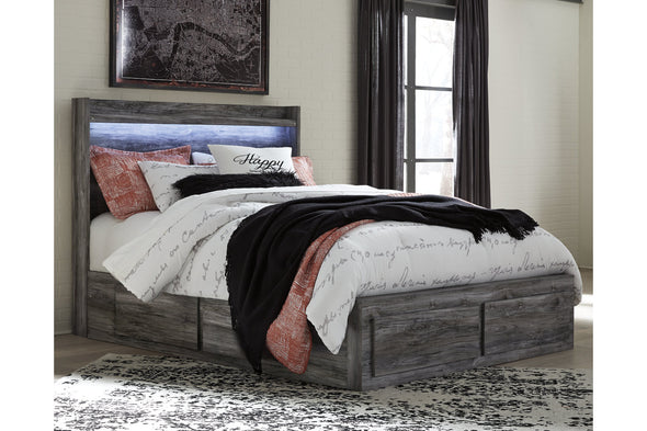 Baystorm Gray Queen Panel Bed with 6 Storage Drawers