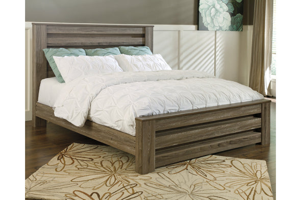 Zelen Warm Gray Queen Panel Bed -  - Luna Furniture