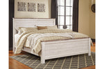 Willowton Whitewash King Panel Bed -  - Luna Furniture