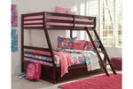 Halanton Dark Brown Twin over Full Bunk Bed with 1 Large Storage Drawer