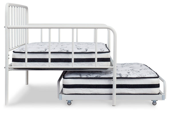 Trentlore White Twin Metal Day Bed with Trundle