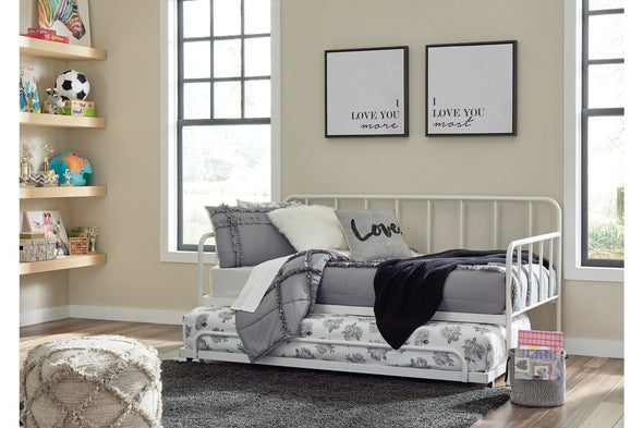 Trentlore White Twin Metal Day Bed with Trundle