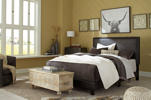 Mesling Dark Brown Queen Upholstered Bed -  - Luna Furniture