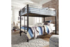 Dinsmore Black/Gray Twin over Twin Bunk Bed with Ladder -  - Luna Furniture