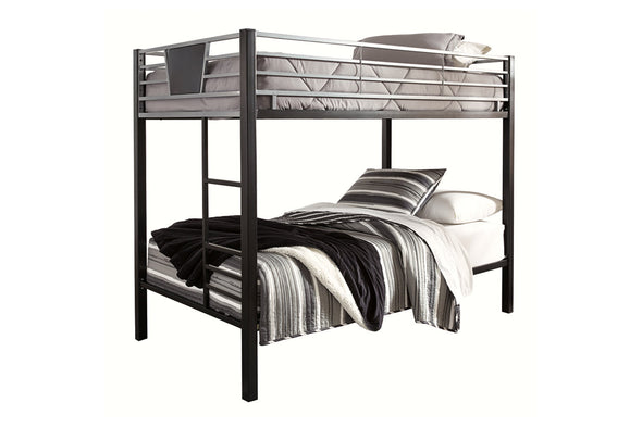 Dinsmore Black/Gray Twin over Twin Bunk Bed with Ladder -  - Luna Furniture