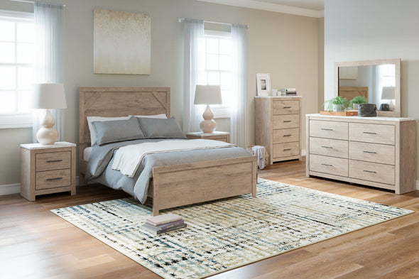 Senniberg Light Brown/White Full Panel Bed -  - Luna Furniture