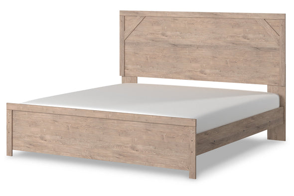 Senniberg Light Brown/White King Panel Bed -  - Luna Furniture