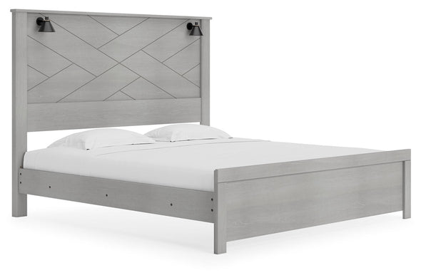 Cottonburg Light Gray/White King Panel Bed