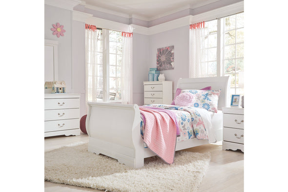 Anarasia White Twin Sleigh Bed -  - Luna Furniture