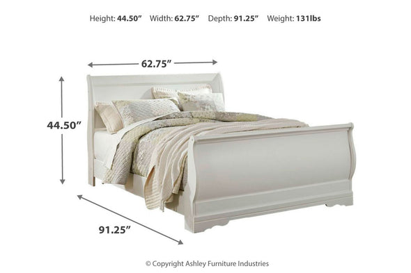 Anarasia White Queen Sleigh Bed -  - Luna Furniture